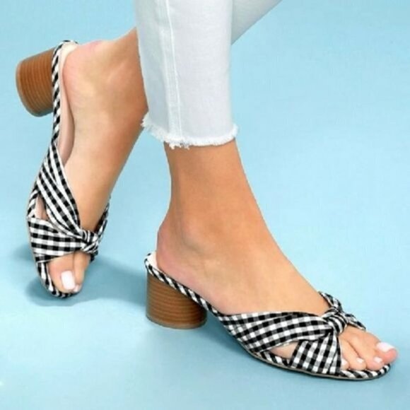 Lulus Luca Black and White Gingham Mules Size 6.5 - Picture 1 of 11